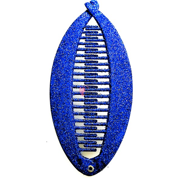 Accesoriu tip banana pentru prins parul din plastic  PZS001FF - Albastru cu sclipici